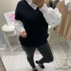 Puff Sleeve Ribbed Jumper With Shirt - Image 4