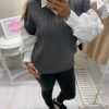 Puff Sleeve Ribbed Jumper With Shirt